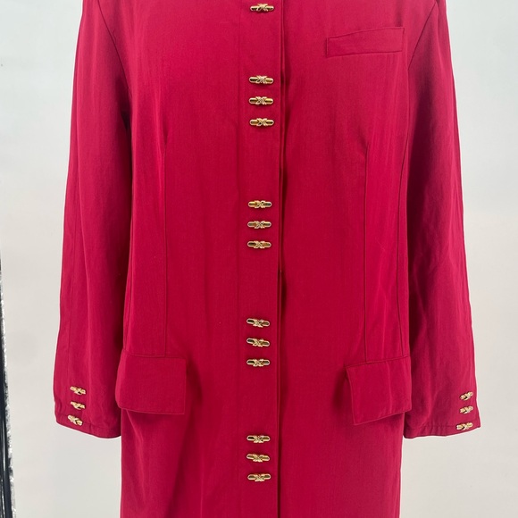 VTG 1980s Cranberry Long Sleeve Wool Shift Midi Dress / Blazer Dress - Picture 3 of 16